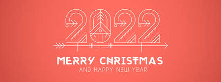 New Year 2022  Cover for social networking Media, Line Art