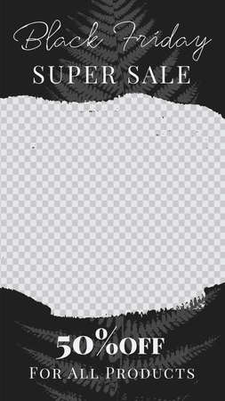 Black Friday Sale template. Layout design for marketing promotion. Social Media post Cover. Sale banner template. Network background. Black and white nature. Vector illustrationのイラスト素材