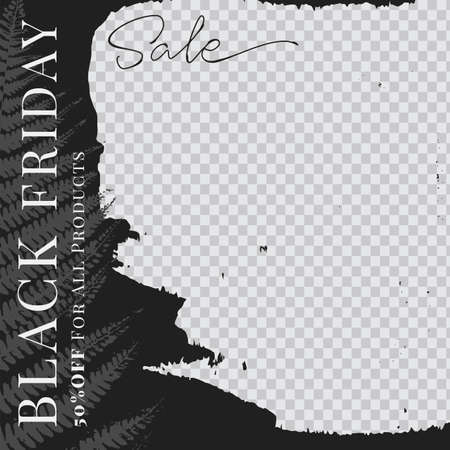 Black Friday Sale template. Layout design for marketing promotion. Social Media post Cover. Sale banner template. Network background. Black and white nature. Vector illustrationのイラスト素材