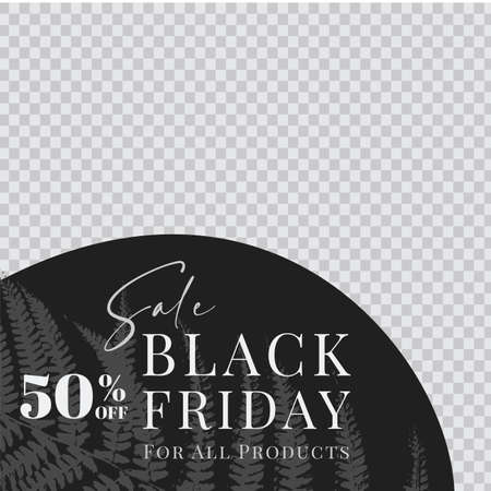 Black Friday Sale template. Layout design for marketing promotion. Social Media post Cover. Sale banner template. Network background. Black and white nature. Vector illustrationのイラスト素材