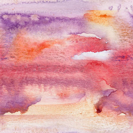 Bright watercolor abstract seamless pattern. Red, purple, violet and orange splashes background textureの写真素材