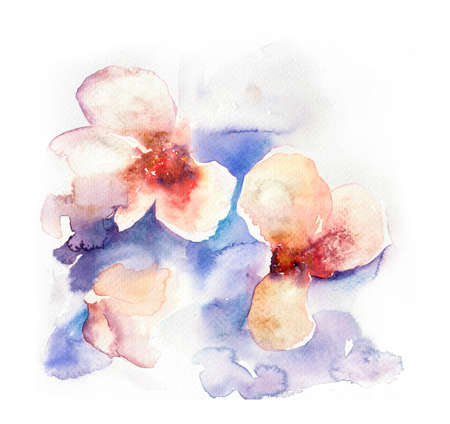 Pastel watercolor abstract pattern. Pink and purple delicate feminine illustrationの写真素材