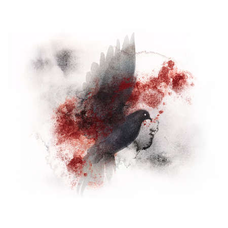 Dove of peace covered in blood, symbol of bloody war, price of peaceの写真素材
