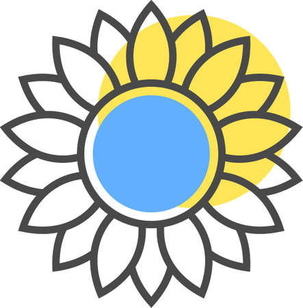 Ukrainian Sunflower, Symbol of Ukraine. Concept of an independent country. Icon with flower, Support Ukraine.のイラスト素材
