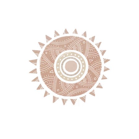 Boho Sun. Baby Scandinavian wall art, nursery modern decoration, poster design. Trendy contemporary art compositions for postcard or brochure cover designの写真素材