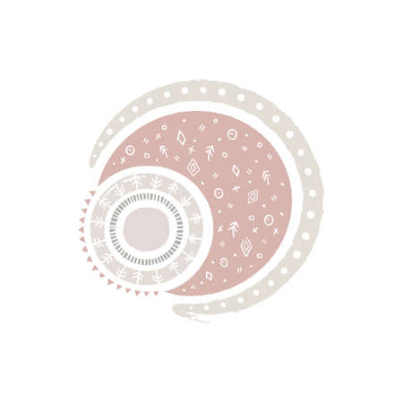 Boho Moon, baby Scandinavian wall art, nursery modern decoration, poster design. Trendy contemporary art compositions for postcard or brochure cover designのイラスト素材