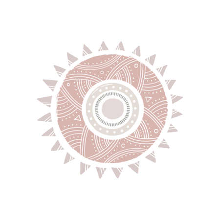 Boho Sun, Baby Scandinavian wall art, nursery modern decoration, poster design. Trendy contemporary art compositions for postcard or brochure cover designのイラスト素材