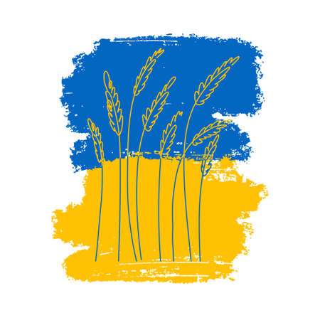 The shape of Ukrainian flag with stylized wheat field. Concept of an independent agricultural countryのイラスト素材
