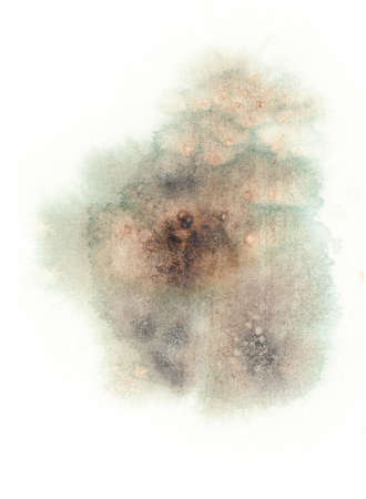 Smoky misty green and brown watercolor texture, Abstract wall art for contemporary room, modern homeの写真素材