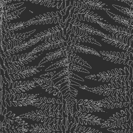 Black white fern leaves, botanical seamless pattern Floral Natural background for packaging, textile print, scrapbooking paper. Vector illustrationのイラスト素材