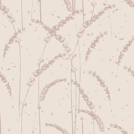 Dusty pink and powdery beige lavender flowers, flower Provence seamless patternのイラスト素材