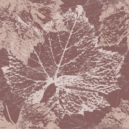 Grape leaves, Dusty pink and deep reddish brown wine seamless pattern, floral backgroundのイラスト素材