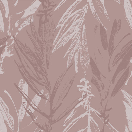 Dusty pink and powdery beige olive leaves, floral seamless patternのイラスト素材