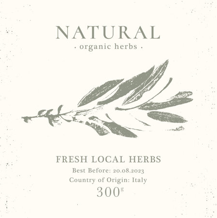 Elegant Label for Natural organic herbal products. Vintage packaging design collection for Cosmetics, Pharmacy, healthy food. Dried leaves, real herbariumのイラスト素材