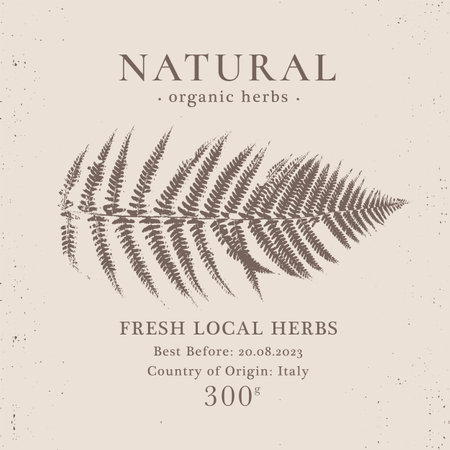 Elegant Label for Natural organic herbal products. Vintage packaging design collection for Cosmetics, Pharmacy, healthy food. Dried leaves, real herbariumのイラスト素材