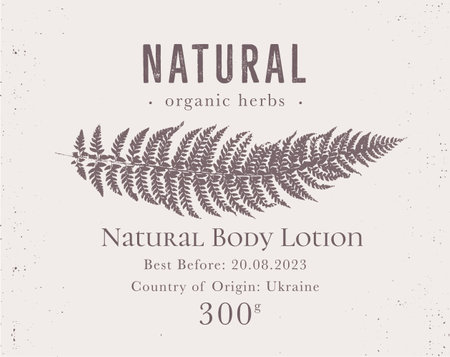 Elegant Label for Natural organic herbal products. Vintage packaging design collection for Cosmetics, Pharmacy, healthy food. Dried leaves, real herbariumのイラスト素材