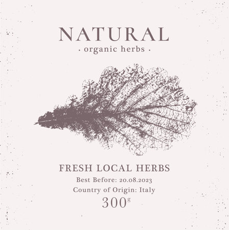 Elegant Label for Natural organic herbal products. Vintage packaging design collection for Cosmetics, Pharmacy, healthy food. Dried leaves, real herbariumのイラスト素材