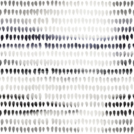 Black white Ethnic Seamless Pattern with monochrome drops. Hand drawn abstract endless background for textile printの写真素材