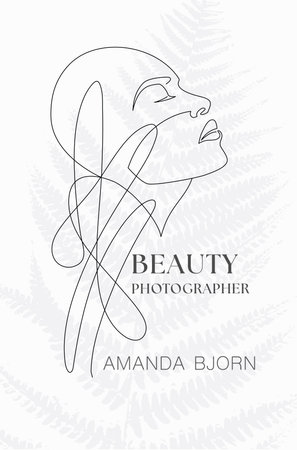 Woman Face Card Template, Line Art Illustration. Female head Minimalist line design with abstract expressive linesのイラスト素材