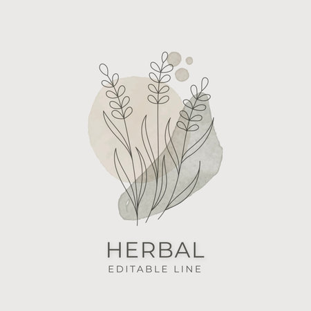Cereal Editable line art Design. Natural organic herbal label for Cosmetics, Pharmacy, healthy foodのイラスト素材