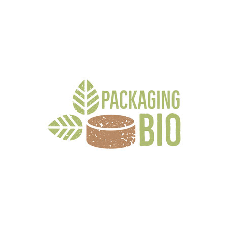 Cabilock Round Wooden Box with green leaf icon. Biodegradable, compostable. Eco friendly material production. Nature protection concept. Vector Illustration, editable strokesのイラスト素材