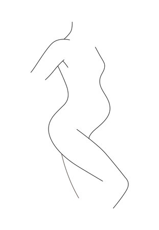 Pregnant woman, linear black and white elegant illustration, hand drawn line art, editable strokesのイラスト素材