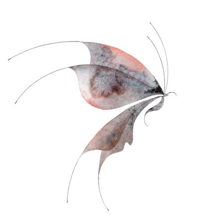 Watercolor butterfly isolated on white. Abstract ethereal hand-drawn illustration blue purple insect. High-quality illustrationの写真素材