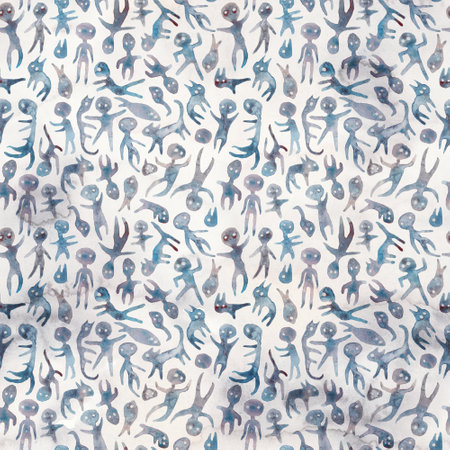 Dark Blue Anatomical Seamless Pattern. Macabre Bone-Inspired Fantasy Design.の写真素材