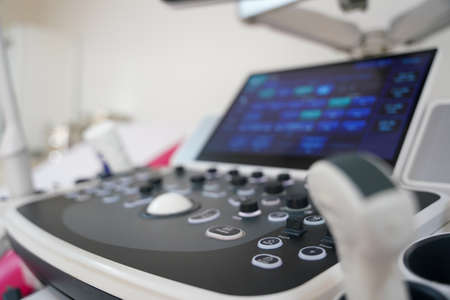 Keys of Ultrasound Device in Hospital Roomの写真素材