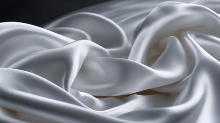 a close up of white silk fabric with soft folds and subtle shadows creating a smooth and luxurious textureの素材