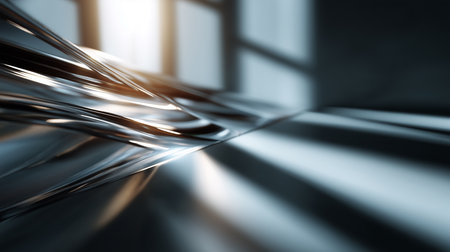 a chrome abstract with light and reflections creating a modern futuristic art piece and clean designの素材