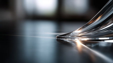 a chrome object is reflecting light on a gray surface, creating a modern and abstract design elementの素材