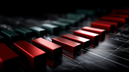 a captivating close up of red and green blocks, arranged on a patterned surface, creating a modern designの素材