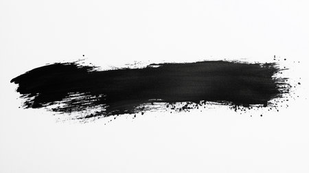 a black brush stroke on a white background, horizontal orientation, artistic and abstract elementの素材