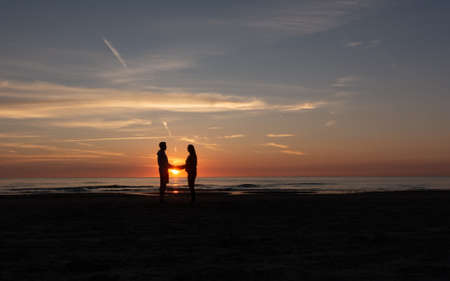 sunset on the beachの写真素材