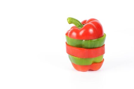 Sliced red and green chili Isolatedの写真素材