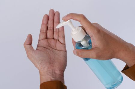 Close up of wash hand sanitizer gel pump dispenser for Health and medical backgrounds concept