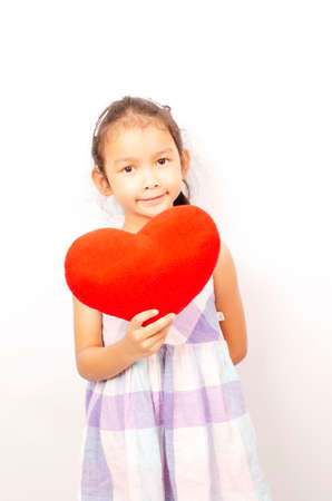 Asian girl kids and cat portraits for Pets love backgrounds conceptの写真素材