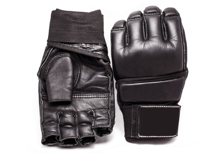Gloves for MMA Chorny leather on a white backgroundの写真素材