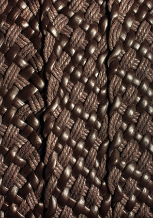 lweaving leather and thread brown background textureの写真素材