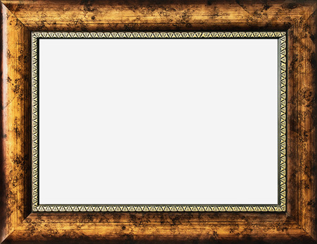 Vintage gold  photo frame isolated on white backgroundの写真素材