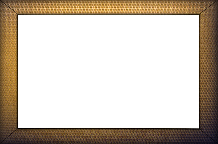 gold  photo frame isolated on white backgroundの写真素材