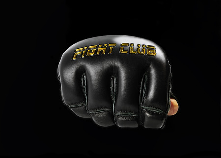 black glove for the martial arts, mma.  golden inscription "fight club"の写真素材