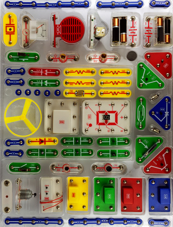 children. constructor on electronics. educational toys for children.の写真素材