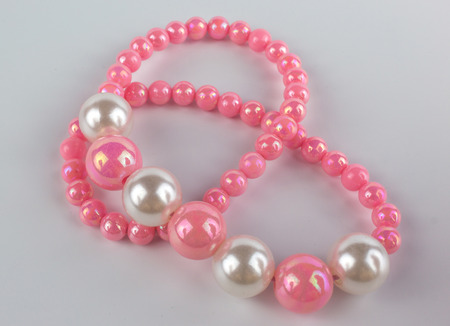pearl necklace of pink and white pearls.の写真素材