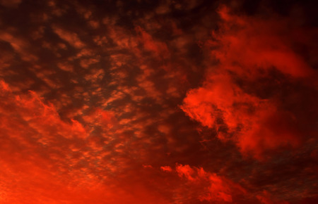 Fiery orange colorful sunset sky. Beautiful sky.の写真素材