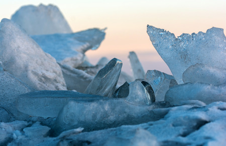 texture of the ice surface with bubbles. abstract winter background.の写真素材