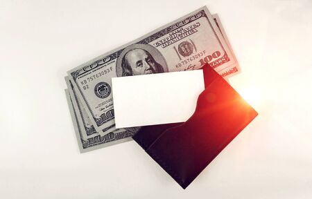 wallet with dollars, gold card and clean business card isolated. place for your text. concept.の写真素材