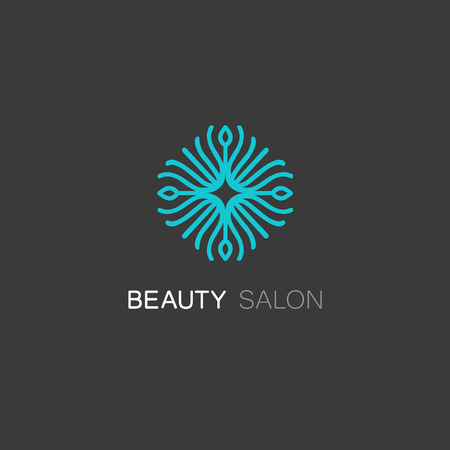 Abstract circular icon and logo design template in outline style - vector monogram and emblem for fashion, beauty and jewelry industry, health & spa centers and cosmetics.のイラスト素材