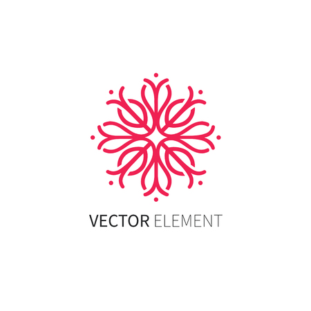 Abstract leaf icon and design template in linear style - vector monogram and emblem for fashion, beauty and jewelry industry, health & spa centers and cosmetics.のイラスト素材